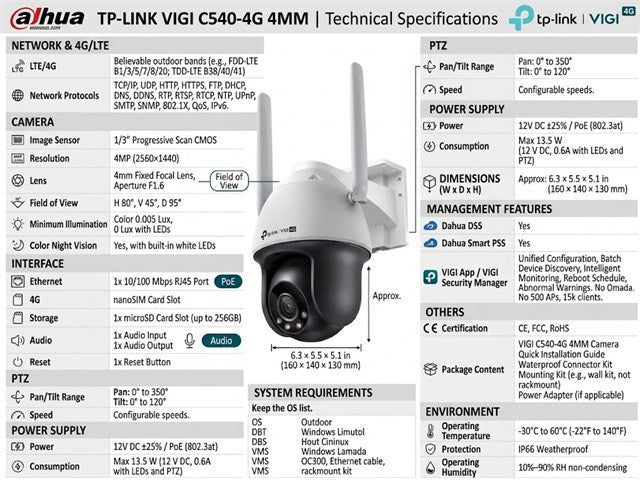 TP-LINK VIGI C540-4G 4MM - CCTV Products & Accessories - 4895252504910