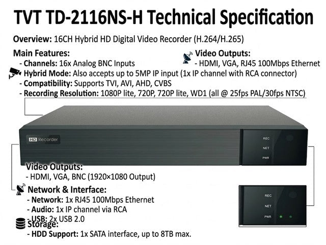 TVT TD-2116NS-HL - CCTV Products & Accessories -