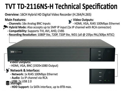 TVT TD-2116NS-HL - CCTV Products & Accessories -