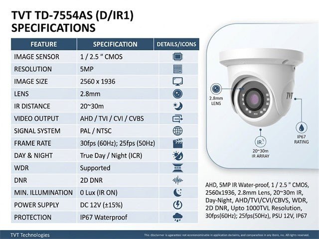TVT TD-7554AS (D/IR1) - CCTV Products & Accessories -