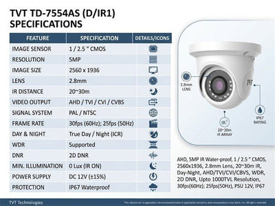 TVT TD-7554AS (D/IR1) - CCTV Products & Accessories -