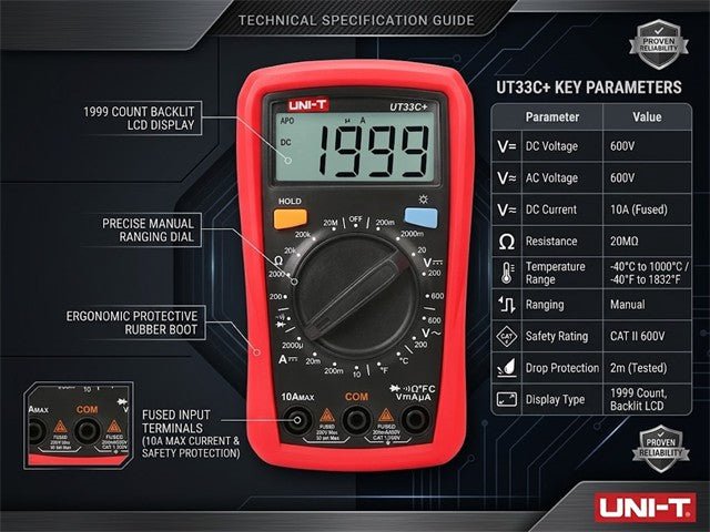 UNI-T UT33C+ - Multimeters & Voltmeters - 6935750533178
