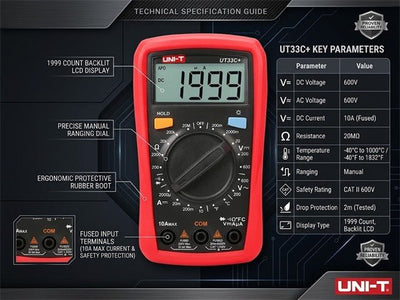 UNI-T UT33C+ - Multimeters & Voltmeters - 6935750533178