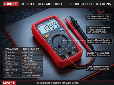 UNI-T UT33D+ - Multimeters & Voltmeters - 5900804005421