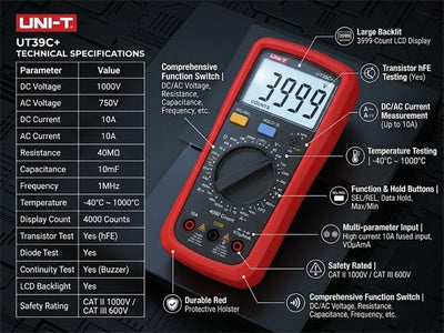 UNI-T UT39C+ - Multimeters & Voltmeters - 5902270768756