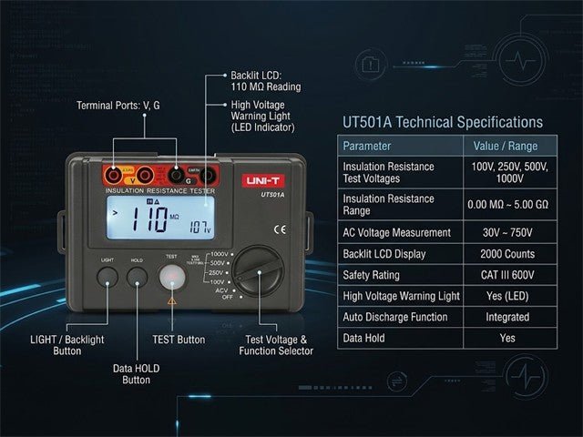 UNI-T UT501A - Insulation Testers/Megohmmeters - 6935750550113