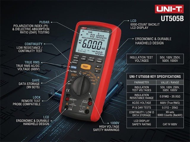 UNI-T UT505B - Insulation Testers/Megohmmeters - 6935750550526