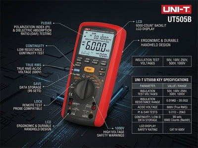 UNI-T UT505B - Insulation Testers/Megohmmeters - 6935750550526