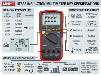 UNI-T UT533 - Insulation Testers/Megohmmeters - 6935750553305