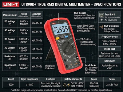 UNI-T UT890D+ - Multimeters & Voltmeters - 5901890059978