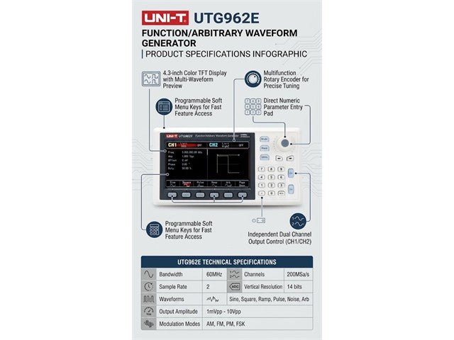 UNI-T UTG962E - Function Generators & Synthesisers - 6935750596203