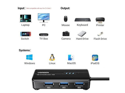 USB3.0 3PORT HUB WITH LAN PORT - USB Hubs, Adaptors, & Extenders -