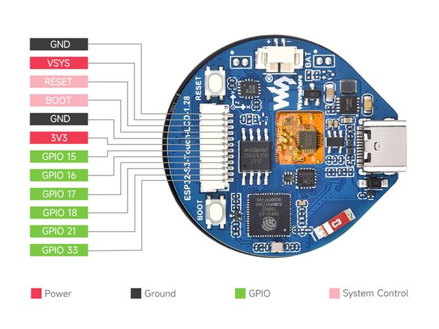 WVS ESP32 - S3 - TOUCH - LCD - 1.28+GYRO - ESP8266 & ESP32 Modules -