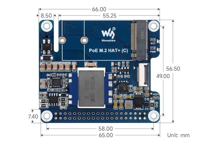 WVS PCIE-M.2 POE HAT-RASP PI 5 - Breakout boards / Shields / Modules -