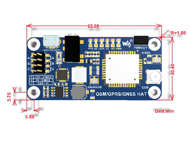 WVS RASPBERRYPI GSM/GPRS/BT HAT - Communica [Part No: WVS RASPBERRYPI ...
