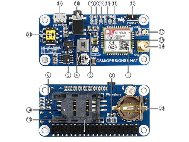 WVS RASPBERRYPI GSM/GPRS/BT HAT - Breakout boards / Shields / Modules -