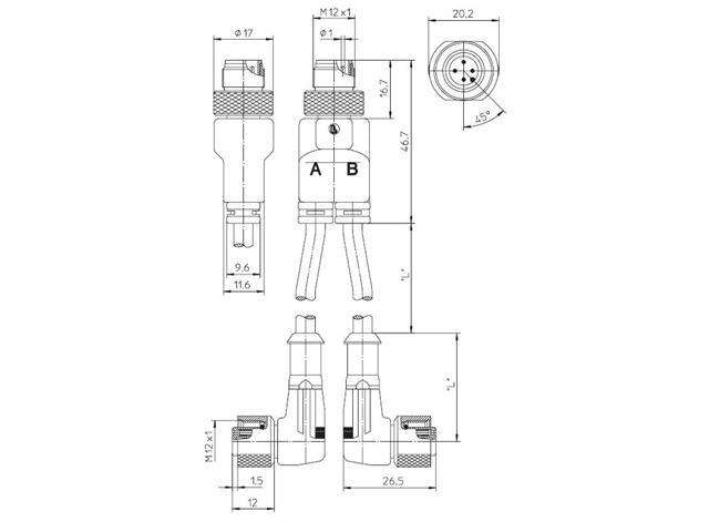 ASB 2-RKWT/LED A 4-3-224/1 M - Actuator/Sensor Cable -