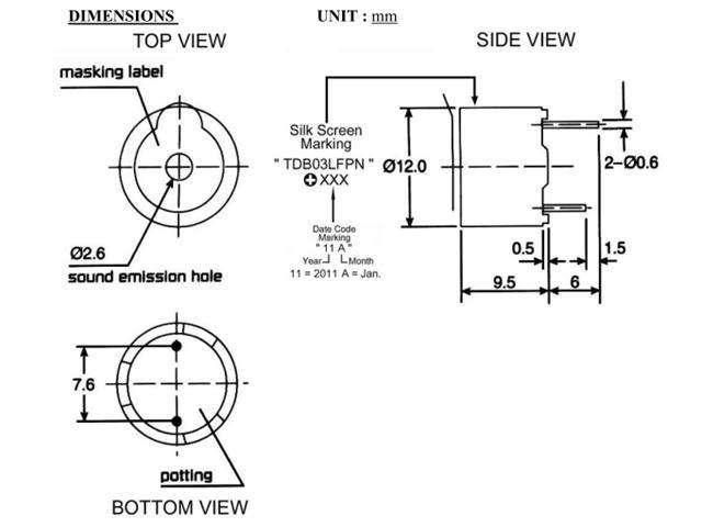 B26-3VDC - Sound, Buzzer & Microphone Components -