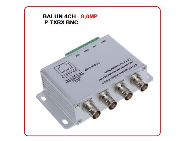 BALUN 4CH 8,0MP P-TXRX BNC PAIR - CCTV Products & Accessories -