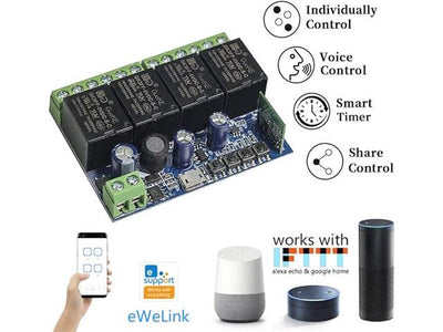 BDD SONOFF 4 CH WIFI W/L RELAY - Power, Battery & Solar -