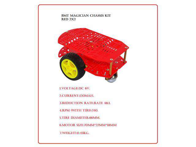BMT MAGICIAN CHASSIS KIT RED 2X2 - Robot Chassis -