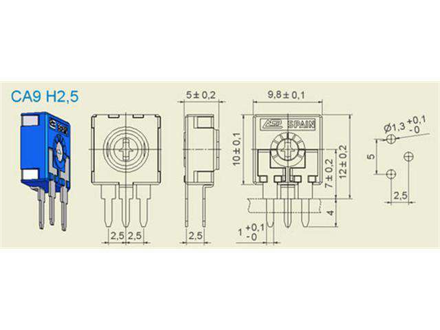 CA9H2,5 100E - Potentiometers, Trimmers & Rheostats -