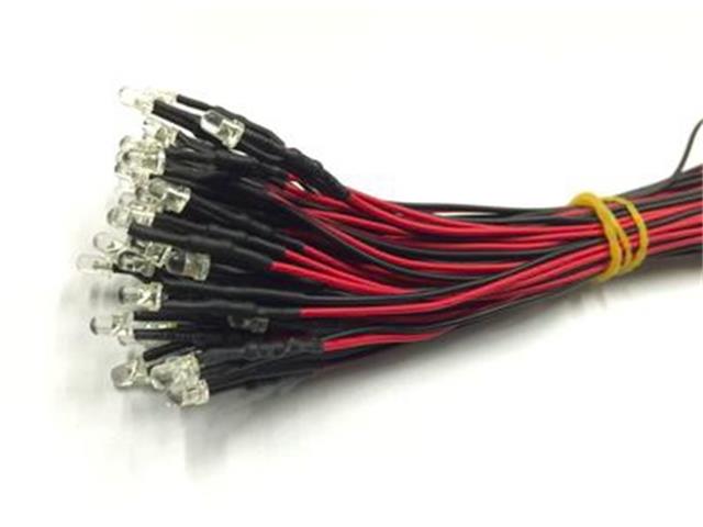 CMU LED 5MM 3-12V WW W/CABL 5/PK - LED Displays -