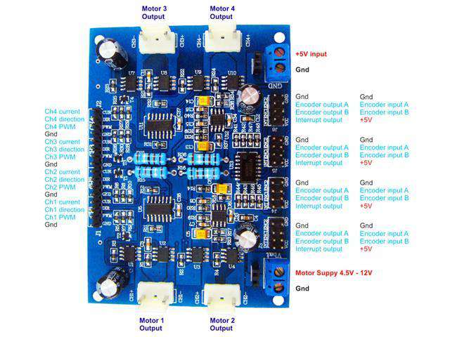 DGU 4CH 4,5A MOTOR CONTROL BOARD - Robot Controllers -
