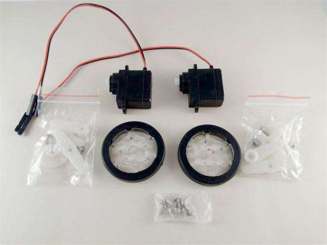 DGU LBD SERVOS W/WHEELS (X2) - Motors, Motor Drivers & Controllers -