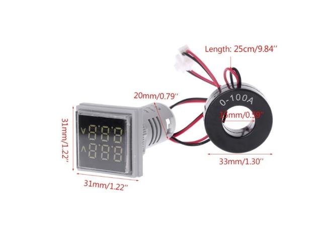 DPM 22MM SQ DUAL ACA/ACV P/METER - Panel Meters -