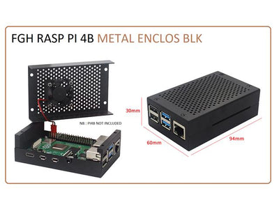 FGH RASP PI 4B METAL ENCLOS BLK - Internet of things (IoT) Enclosures -