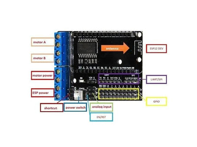 HKD L293D MOTOR SHIELD-ESP-12E - Breakout boards / Shields / Modules -