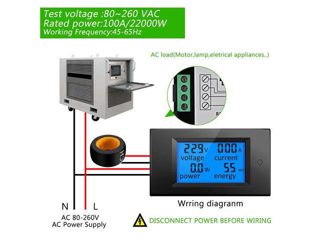 HKD POWER METER 80-260V/100A BLU - Panel Meters -