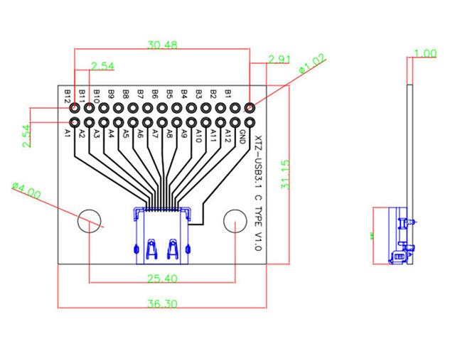 HKD USB TYPE-C BREAKOUT BRD 24P - Breakout boards / Shields / Modules -