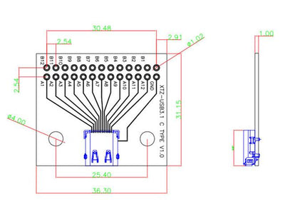 HKD USB TYPE-C BREAKOUT BRD 24P - Breakout boards / Shields / Modules -