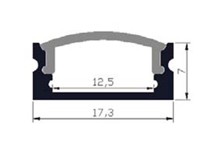 LED ALUM PROF 17X7 SURF FLAT 1MT - LED Accessories -