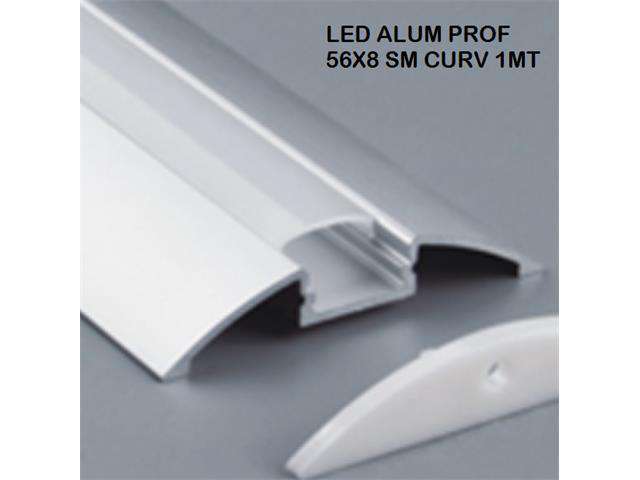 LED ALUM PROF 56X8 SM CURV 1MT - LED Accessories -