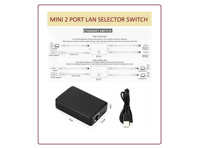 MINI 2 PORT LAN SELECTOR SWITCH - Communica [Part No: MINI 2 PORT LAN  SELECTOR SWITCH]