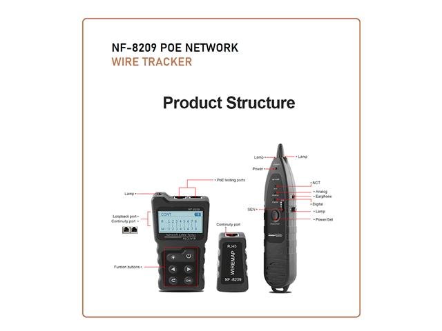NF-8209 POE NETWORK WIRE TRACKER - LAN/Telecom/Cable Testing -