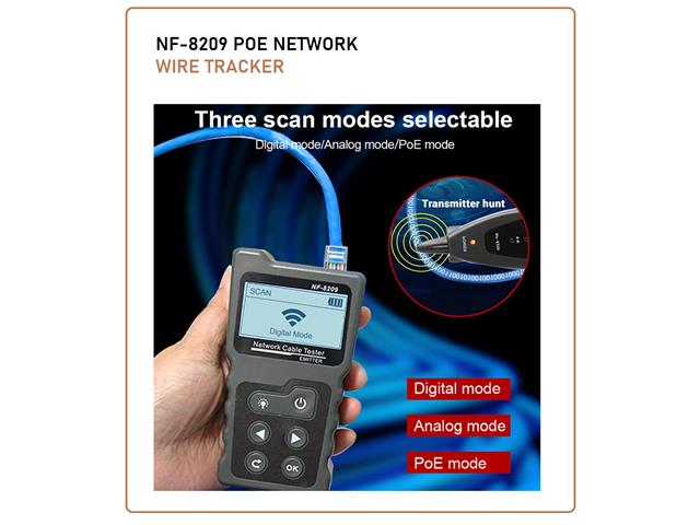 NF-8209 POE NETWORK WIRE TRACKER - LAN/Telecom/Cable Testing -