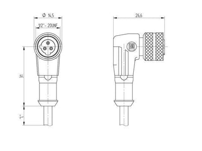 RKWT 3U-18/2M - Actuator/Sensor Cable -