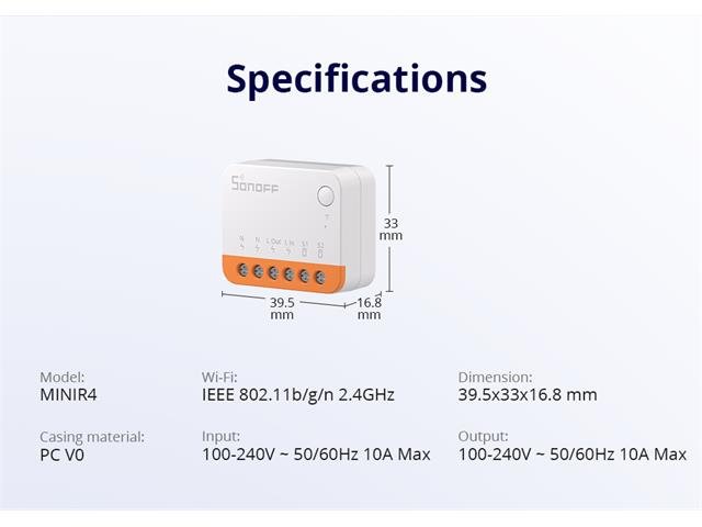 SONOFF MINI R4 SMART SWITCH - Communica [Part No: SONOFF MINI R4 SMART ...