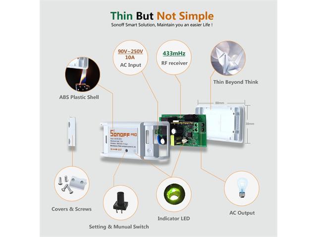SONOFF RFR2-RF/WIFI SMART SWITCH - Home Automation -