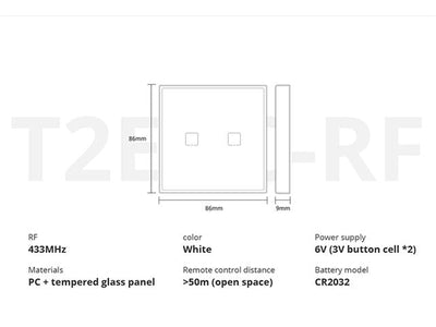 SONOFF T2EU-RF STICKON SWITCH 2W - Home Automation -