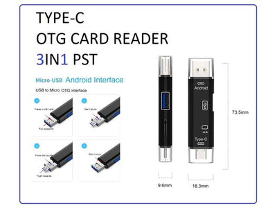 TYPE-C OTG CARD READER 3IN1 PST - Hard Drives & Storage Devices -