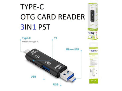 TYPE-C OTG CARD READER 3IN1 PST - Hard Drives & Storage Devices -