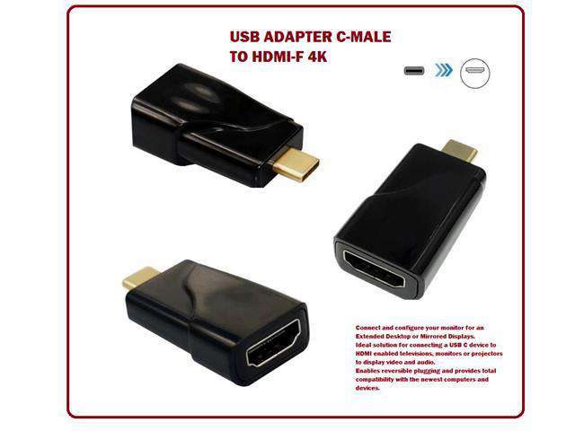 USB ADAPTER C-MALE TO HDMI-F 4K - USB Hubs, Adaptors, & Extenders -
