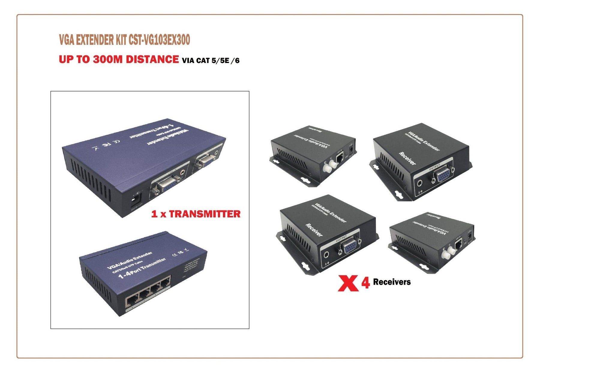 VGA EXTENDER KIT CST-VG103EX300 - HDMI / VGA / AV Converters -