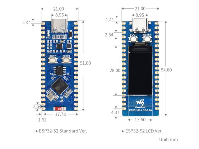 WVS ESP32-S2 MCU WIFI BOARD+LCD - ESP8266 & ESP32 Modules -