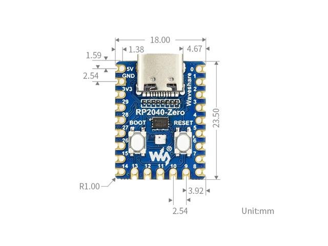 WVS PI PICO ZERO BOARD - RP2040 - Development / Microcontroller Boards -